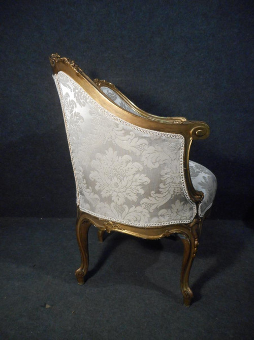 Paire De Fauteuils Corbeille En Bois Doré époque Début XIXème