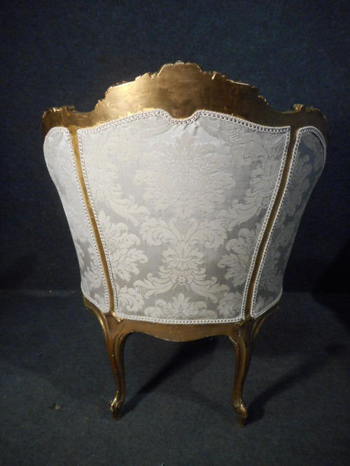 Paire De Fauteuils Corbeille En Bois Doré époque Début XIXème