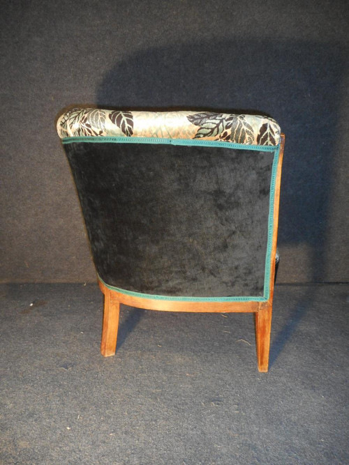 Pair De Fauteuil Tonneau En Marqueterie époque Art Deco