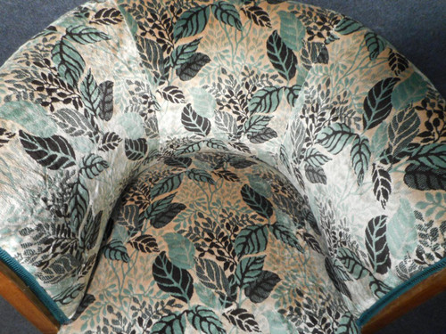 Pair De Fauteuil Tonneau En Marqueterie époque Art Deco