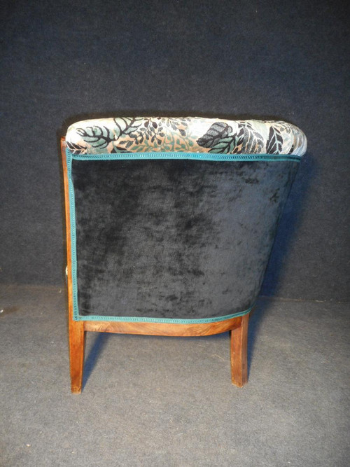 Pair De Fauteuil Tonneau En Marqueterie époque Art Deco