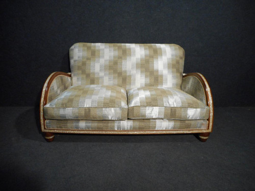 Art Deco Living Room Set In Mahogany Inlaid With Pearlescent Band
