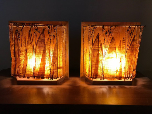 Pair of plant leaf sconces.