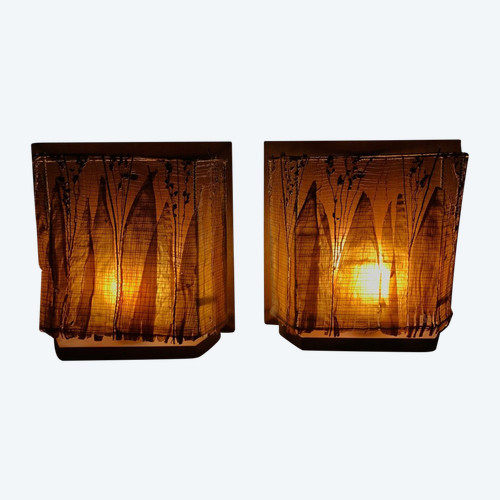Pair of plant leaf sconces.