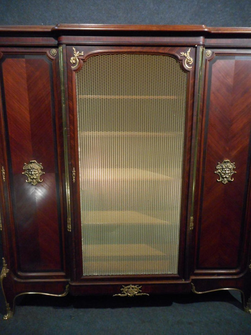 Bibliothèque En Marqueterie Et Bronze Doré Estampillé Francois Linke