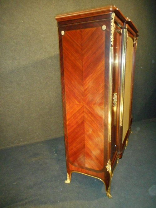 Bibliothèque En Marqueterie Et Bronze Doré Estampillé Francois Linke