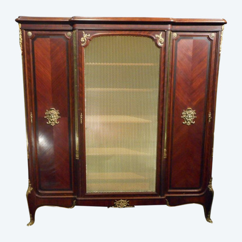 Bibliothèque En Marqueterie Et Bronze Doré Estampillé Francois Linke
