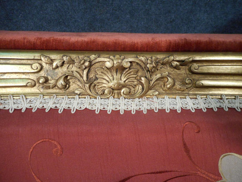 Causeuse époque XIXe En Bois Doré Et Soieries