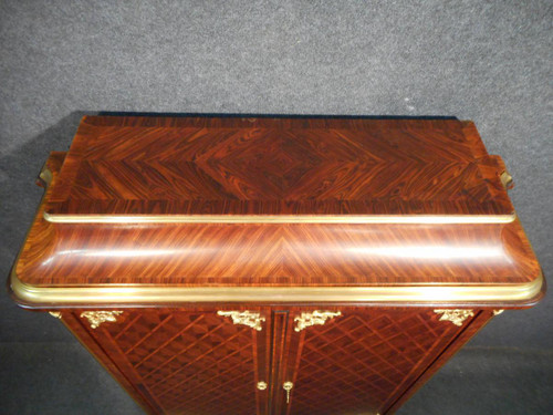 Small 19th Century Wardrobe Stamped Paul Sormani In Marquetry And Gilt Bronze