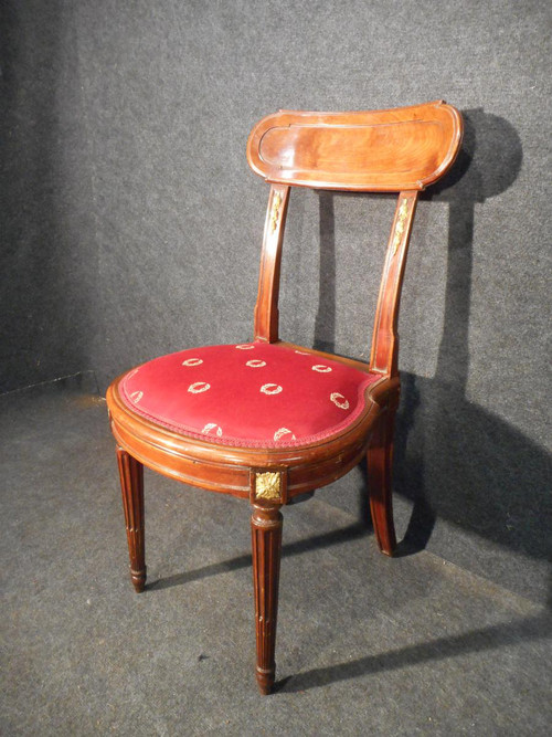 Series Of Ten Chairs In Cuban Mahogany And Gilt Bronze 19th Century