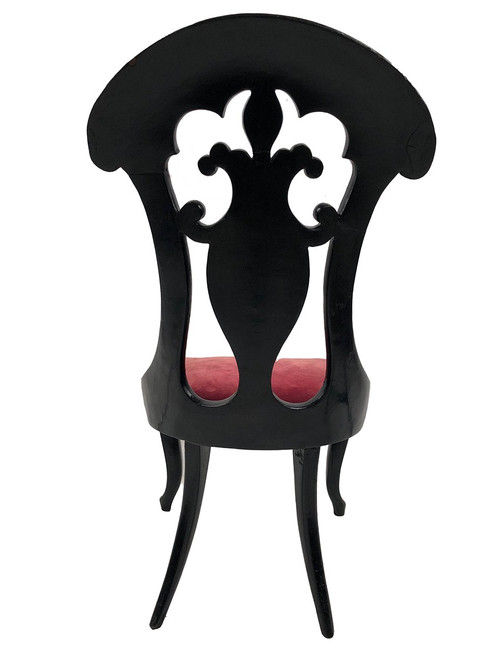 Chaise à haut dossier en bois et carton bouilli burgauté, Napoléon III