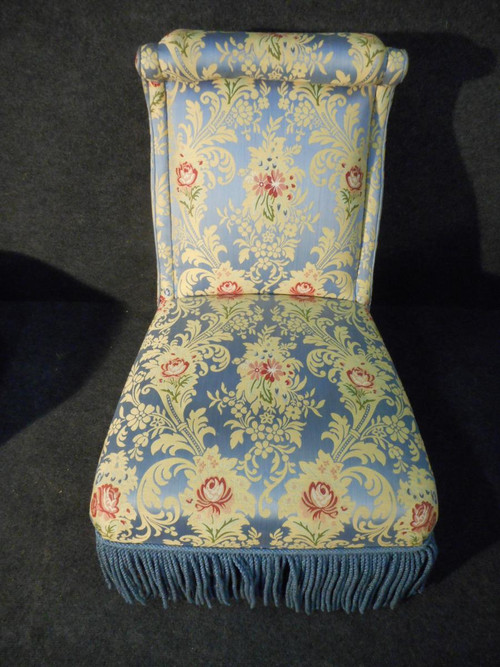 Pair Of Napoleon III Period Low Chairs Reupholstered In The Old Style