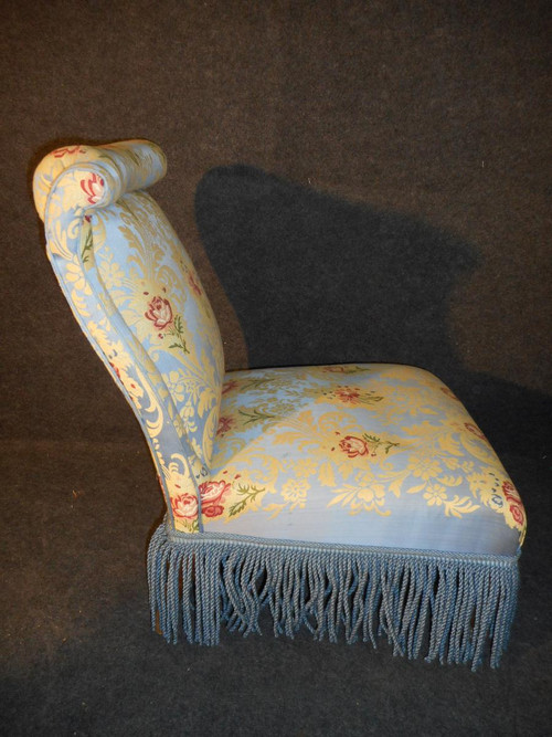 Pair Of Napoleon III Period Low Chairs Reupholstered In The Old Style