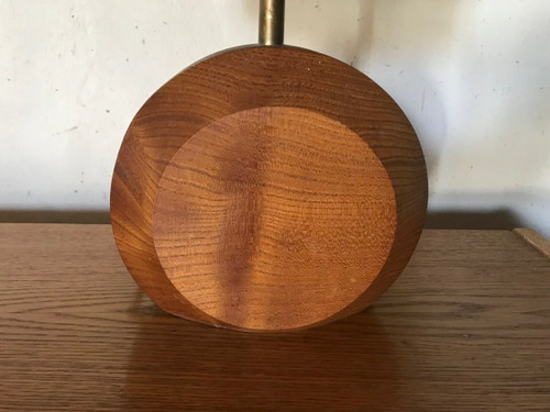 Teak lamp with corn leaf shade, circa 1980.