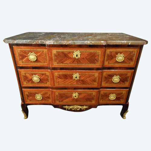 Commode In Marquetry Traces Stamp Jean Lapie Transition Period