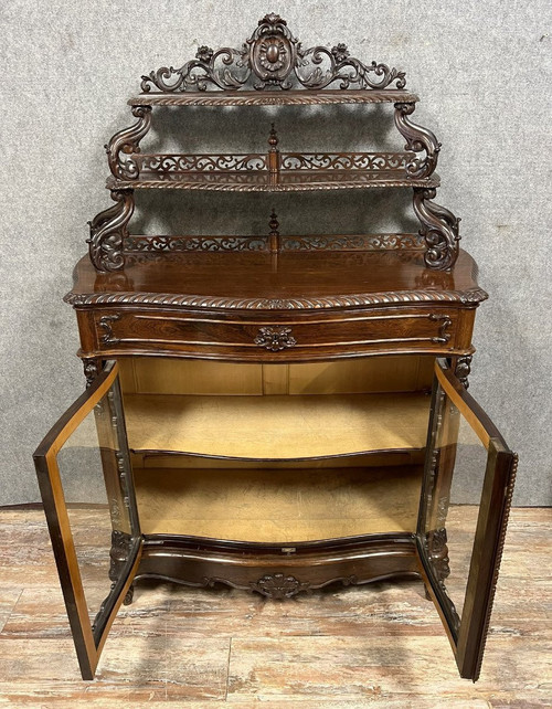 vitrine bibliothèque galbée époque Napoléon III en acajou vers 1850