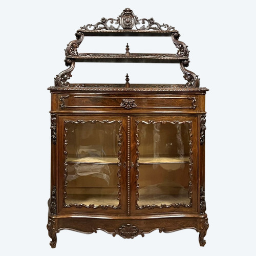 vitrine bibliothèque galbée époque Napoléon III en acajou vers 1850