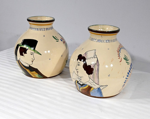 Pair of Henriot Quimper Vases – Mid 20th Century