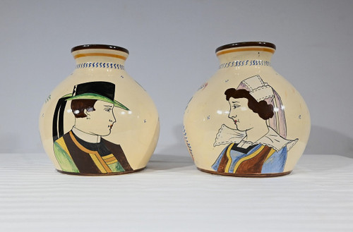 Pair of Henriot Quimper Vases – Mid 20th Century