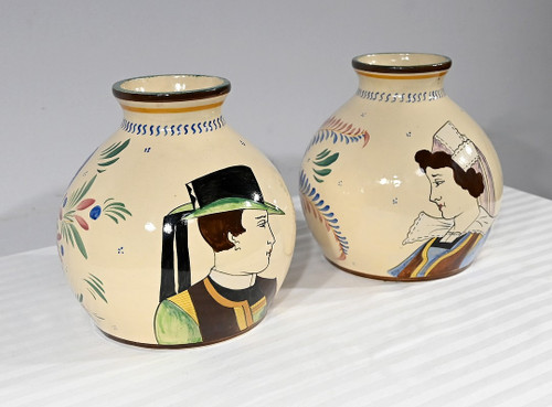 Pair of Henriot Quimper Vases – Mid 20th Century
