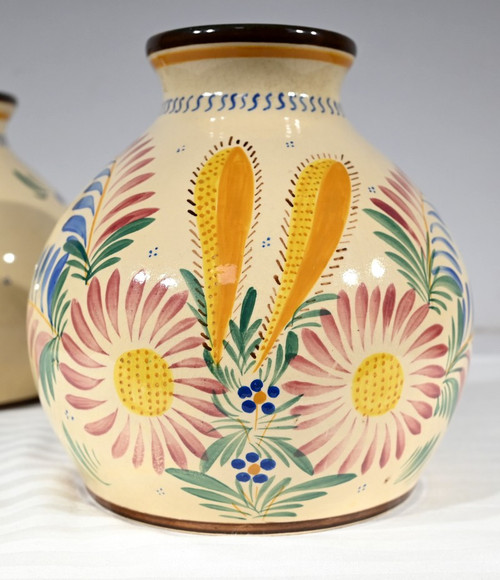 Pair of Henriot Quimper Vases – Mid 20th Century