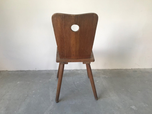 Set of 6 Savoyard chairs in solid wood, Circa 1950.