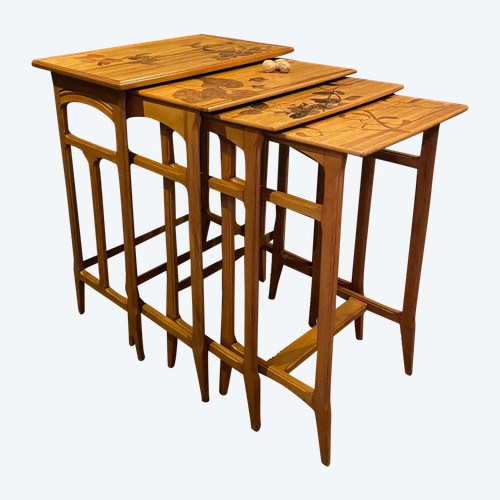 Ecole de Nancy nesting tables, signed Majorelle