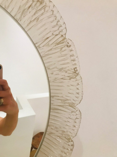 Miroir rond lumineux des années 70.