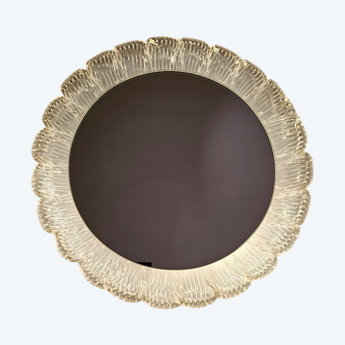 Miroir rond lumineux des années 70.
