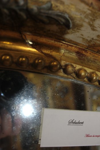 Alte ovale Spiegelrestaurierung Blattgold und Patina