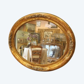 Alte ovale Spiegelrestaurierung Blattgold und Patina