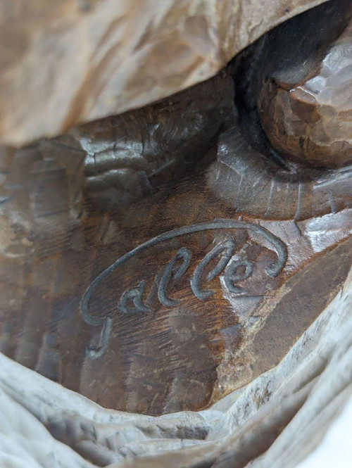 Sculpture En Bois Bretonne En Prière Signée Galle