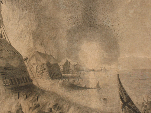 Naval battle large English engraving by John Keyse Sherwin 18th century framed