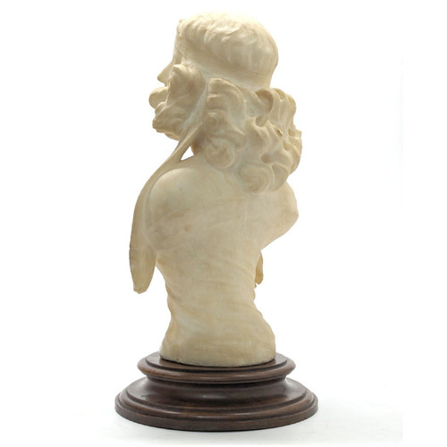 Busto di giovane donna in stile liberty orientale in alabastro 1900 circa