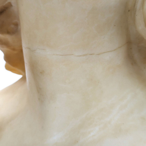Busto di giovane donna in stile liberty orientale in alabastro 1900 circa