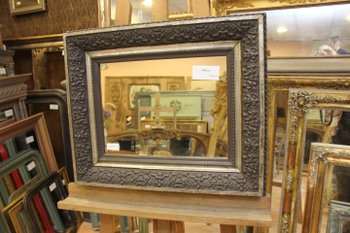 Petit miroir rectangle Napoléon III, or blanc et patine
