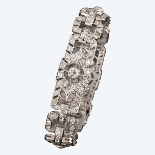 Bracciale a nastro in platino e diamanti