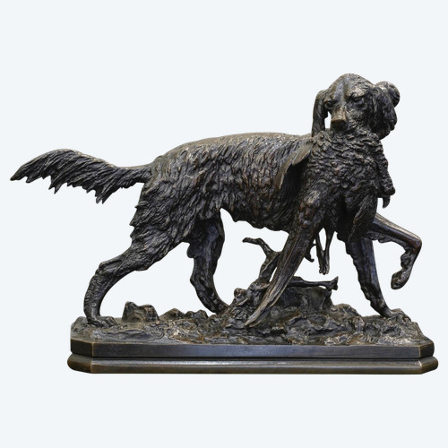 Scultura - Cane fagiano di Christophe Fratin (1801-1864) - Bronzo