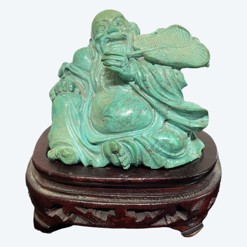 Cina - Scultura di Buddha in turchese XX° H: 6 cm