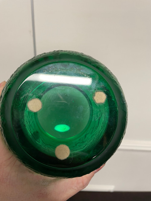 Lalique France - Vase Aux Biches Cristal Vert Style Art Deco
