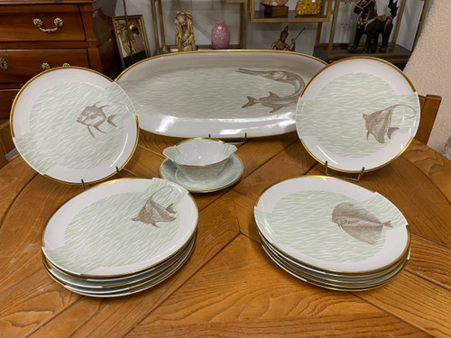 Bernardaud - Fish Service For 12 People in Limoges porcelain