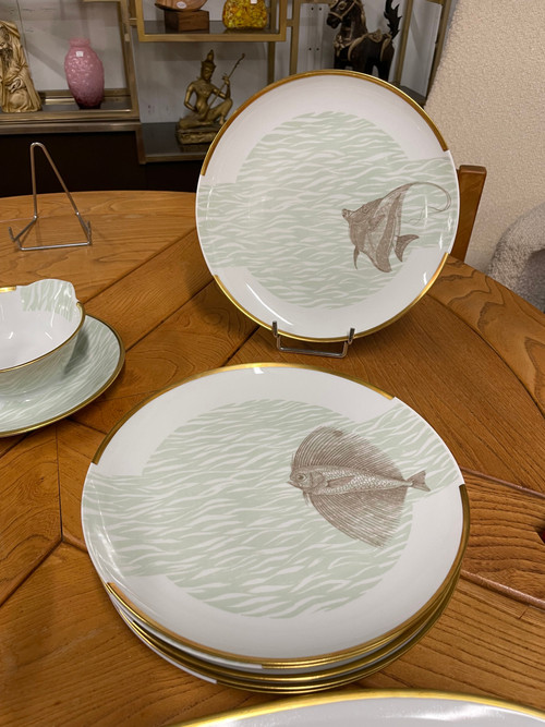 Bernardaud - Fish Service For 12 People in Limoges porcelain