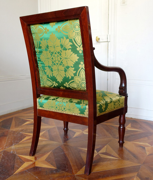 Poltrona reale di Jacob del periodo dell'Impero Chateau d'Eu Timbro di restauro e numero di inventario