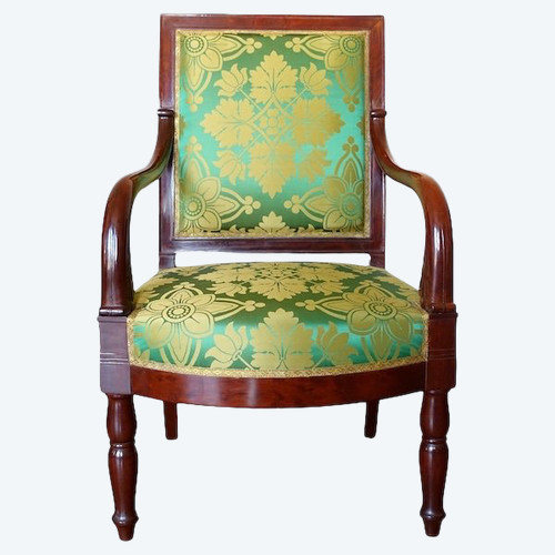 Fauteuil royal par Jacob au Chateau d'Eu époque Empire Restauration estampille & numéro d'inventaire