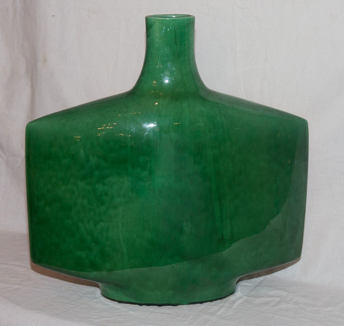 Vallauris Flat Ceramic Vase Signed Portanier Circa 1960
