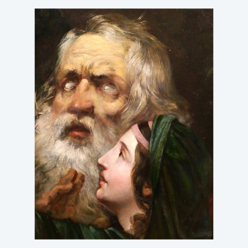 Neoclassical school circa 1800-10, Oedipus and Antigone, painting, circa 1800-10