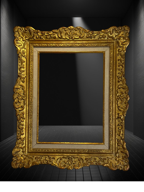 CADRE ANCIEN EN BOIS ET STUC DORÉ SCULPTÉ POUR PEINTURE 34 CM X 25 CM