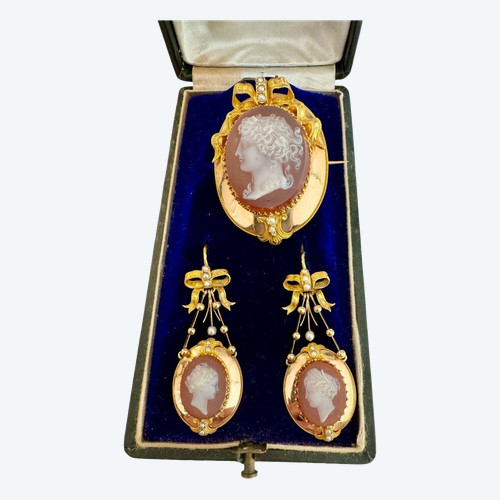 Parure d'Or, Camées Sur Agate Napoléon III