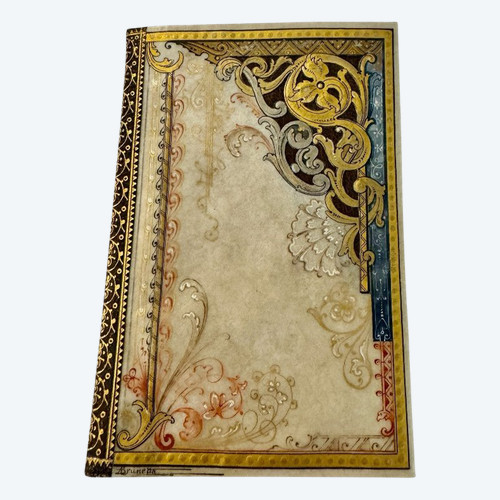 Custodia per notebook in pelle e pergamena stampata della Maison Maquet Rue De La Paix