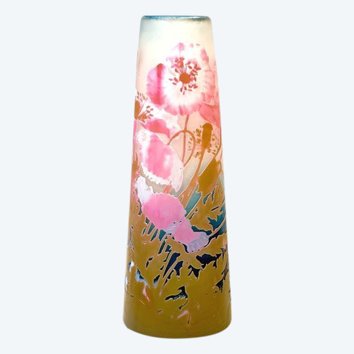 Vaso Art Nouveau Emile Gallé "Papaveri"